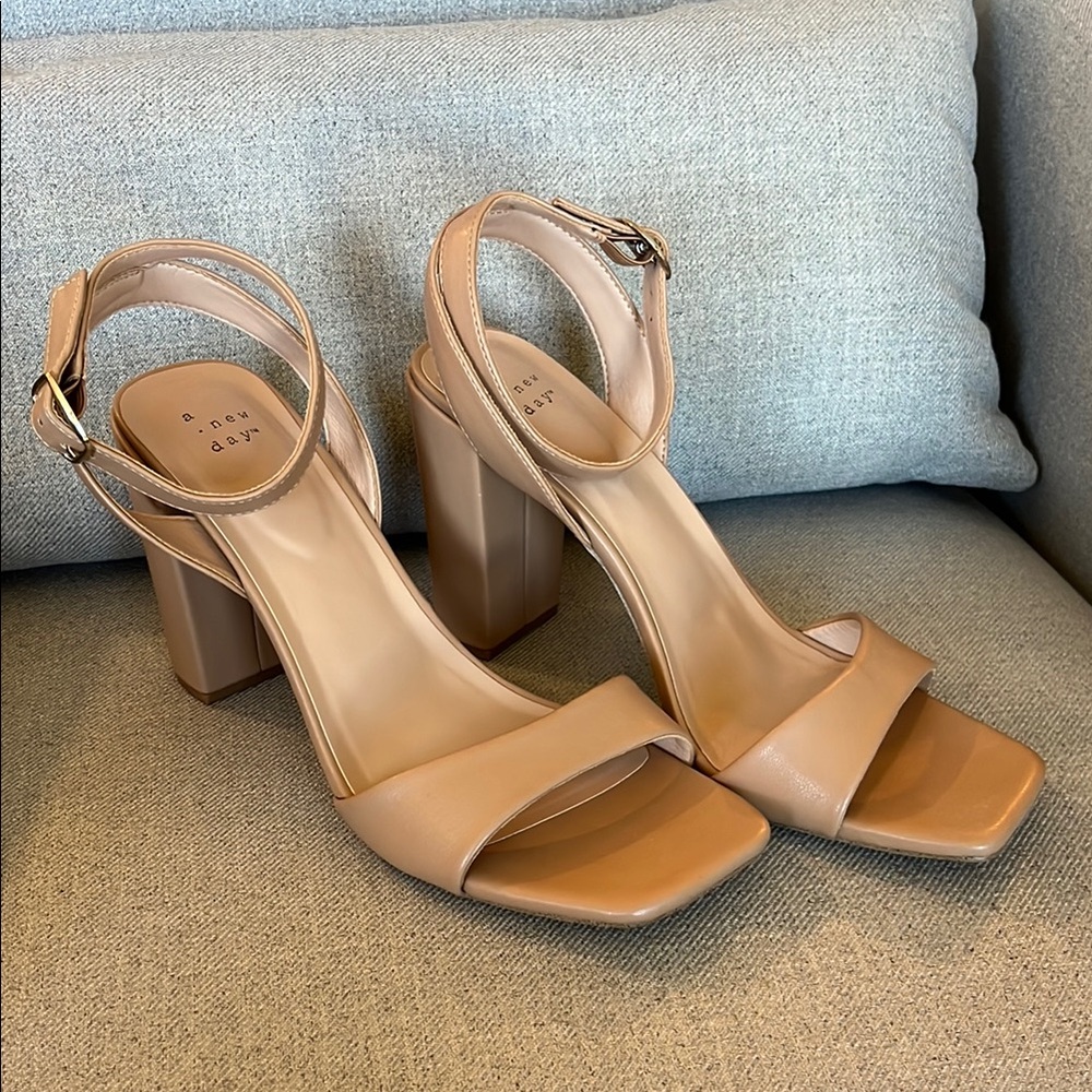 Beige Block Heels